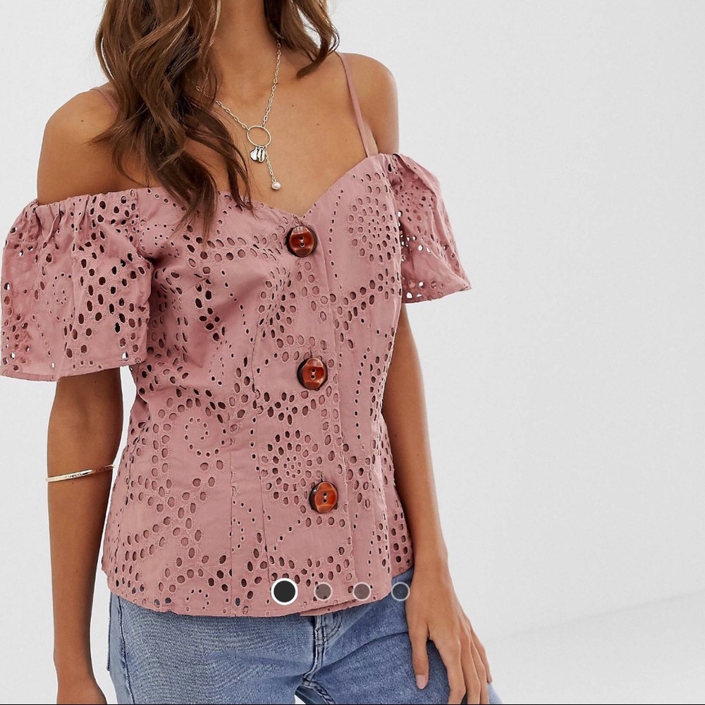 ASOS Design Broderie Off-Shoulder Top